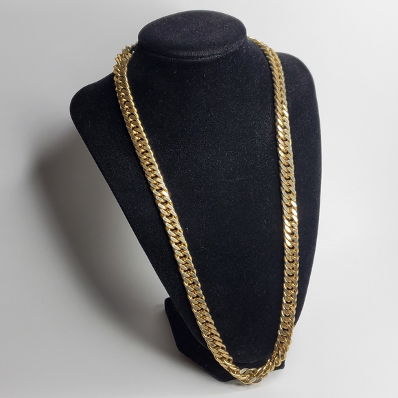 Vintage Jewelry - Vintage Gold tone Metal Chucky heavy chain necklace 24" Cuban Chain